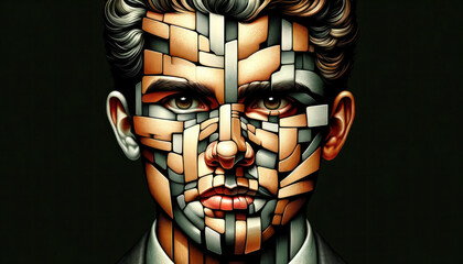 Cubist Art Style Human Portrait Illustration
