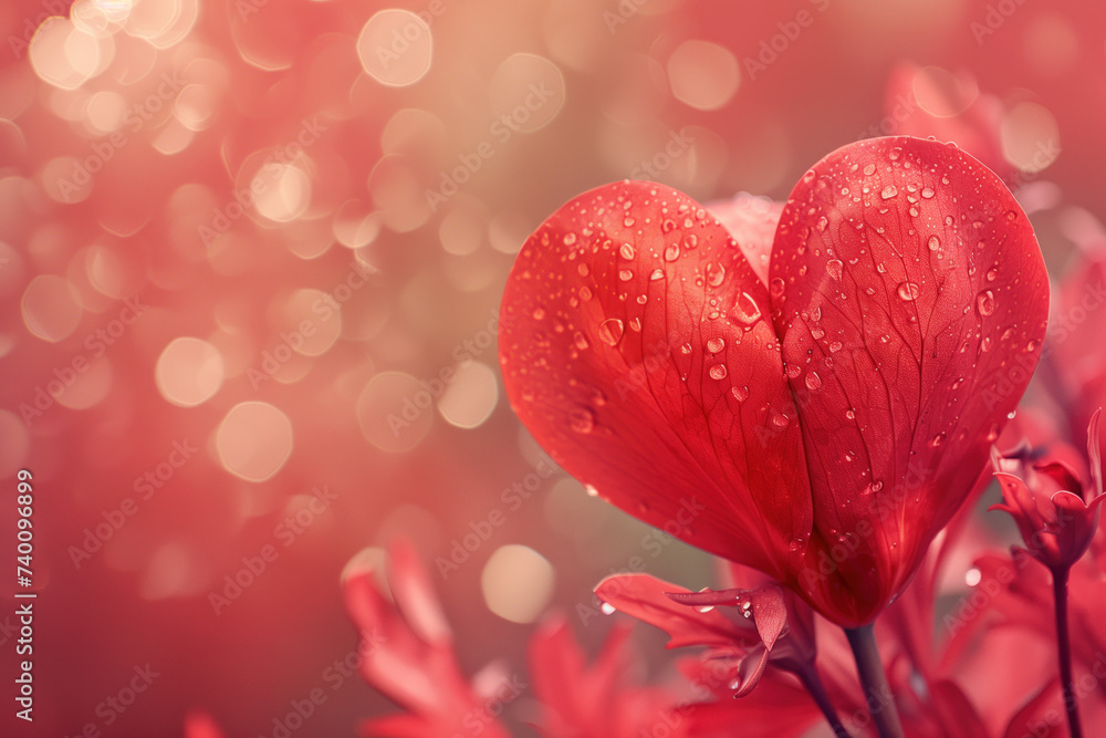 Aufkleber heart shaped tulip in the garden. love is everywhere. a slide background for showcasing love. backgr