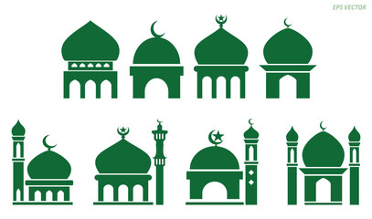set of kabah icon silhouette or mosque icon silhouette isolated. 3D Illustration