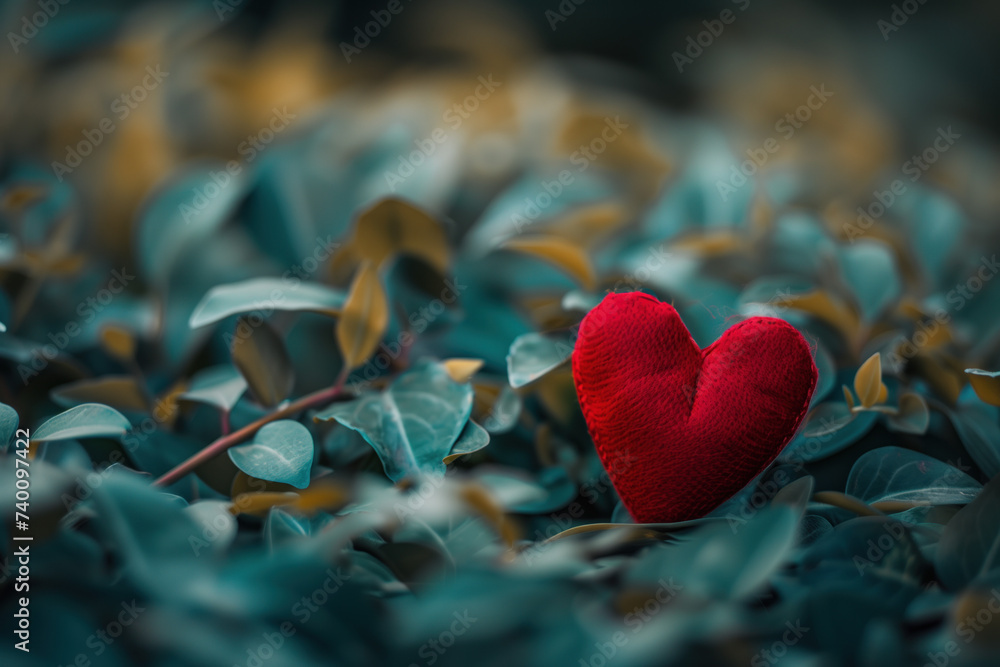 Aufkleber heart of autumn leaves. love is everywhere. a slide background for showcasing love. background image