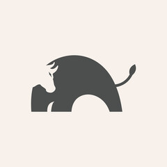 Fototapeta premium bull logo, vector bull logo negative space logo, bull silhouette 