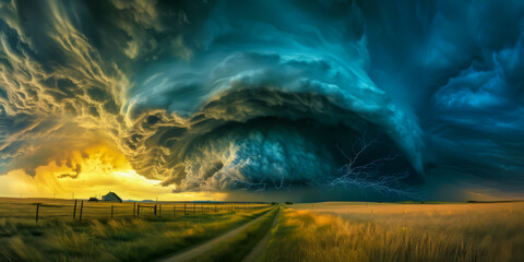 two types of storms and inclement weather in a large picture - obrazy, fototapety, plakaty