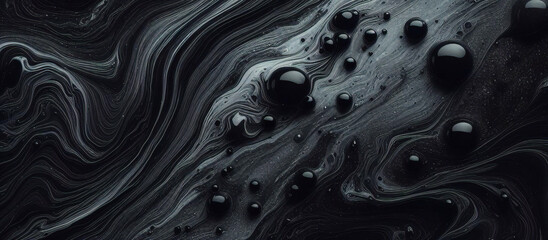 深い黒い液体の抽象的な背景。暗い液体の水面。アクリル製のエレガントなカバー。 3Dクリエイティブダイナミックポスター。ブラックフライデーセール。贅沢なプレミアム。マーブルウェーブ
