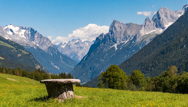 Bergstifel in front of mountain landscape in the European Alps