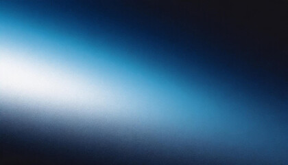 Fototapeta premium Blue gradient background grainy glowing blue white light spot black dark backdrop, noise texture abstract banner design