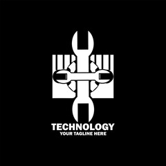 Abstract Initial Logo. White color isolated on Black  Background. Technology Branding Logos. Flat Vector Logo Design Template Element icon.