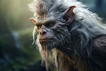 Naklejka premium Picture of creepy ugly mysterious creature fantasy humanoid character made with generative AI