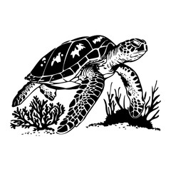 Fototapeta premium gorgeous sea turtle swimming