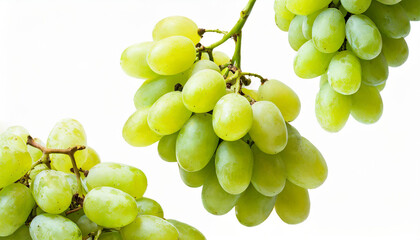 Falling green grape isolated on white background