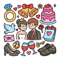 Wedding Doodle Vector Illustration