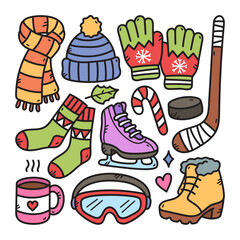 Winter Season Doodle Vector Illustration