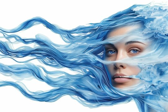 Zodiac sign virgo illuminated in blue light against white background for astrology enthusiasts