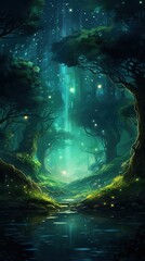 Fototapeta premium Magical forest illustration wallpaper