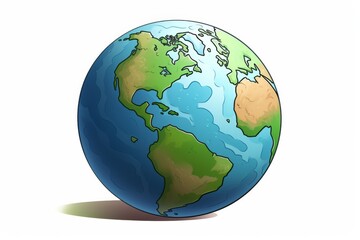 A playful cartoon illustration of planet Earth with bubbles.