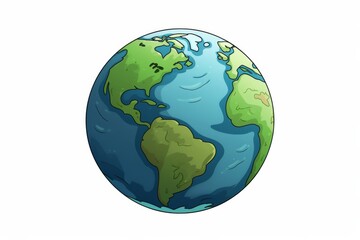 Fototapeta premium A playful cartoon illustration of planet Earth with bubbles.