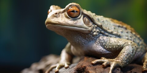Close up of a frog sitting on a rock, suitable for nature themes