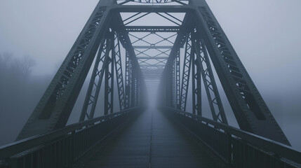 Bridge in fog. 