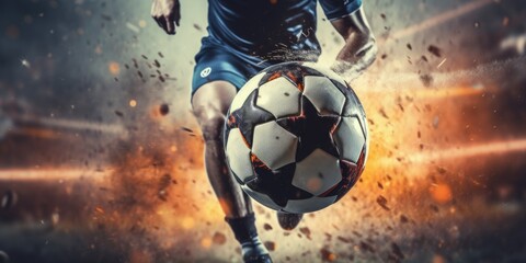 A soccer player in action. Suitable for sports concept