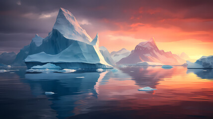 Blue iceberg in Antarctica, global warming concept