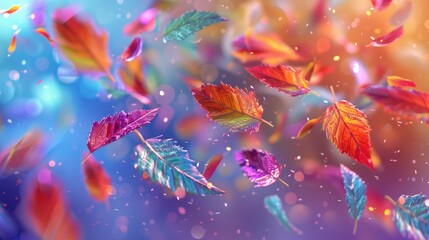 Obraz na płótnie Canvas Chromatic Foliage Drifting Through a Technicolor Reverie