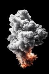 Majestic bomb blasting smoke realistic isolated on transparent background.