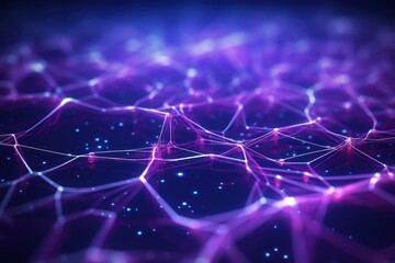 Cyber big data flow. Blockchain Purple data fields. Network line connect stream