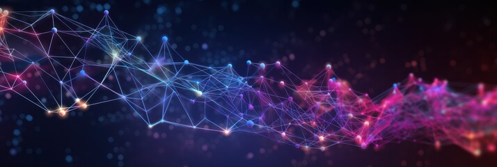 Cyber big data flow. Blockchain Rose data fields. Network line connect stream