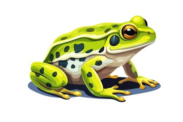 Obraz premium A vibrant green and black frog perched on a white surface. Suitable for nature and wildlife themes