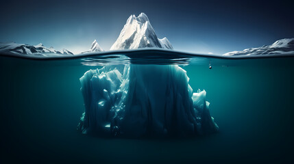 Blue iceberg in Antarctica, global warming concept