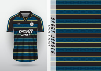 Jersey design for outdoor sports, jersey, football, futsal, running, racing, exercise, classic horizontal stripes pattern, blue and black.