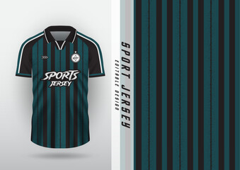 Jersey design for outdoor sports, jersey, football, futsal, running, racing, exercise, classic vertical stripe pattern, black and green.