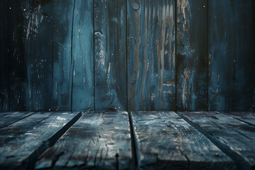 a old wooden background with blue paint in the style  - obrazy, fototapety, plakaty