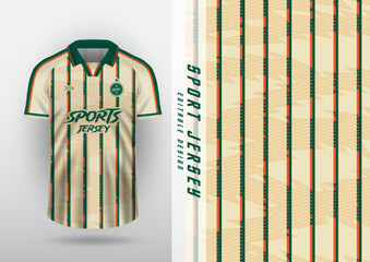 Jersey design for outdoor sports, jersey, football, futsal, running, racing, exercise, classic vertical stripe pattern, cream, green.