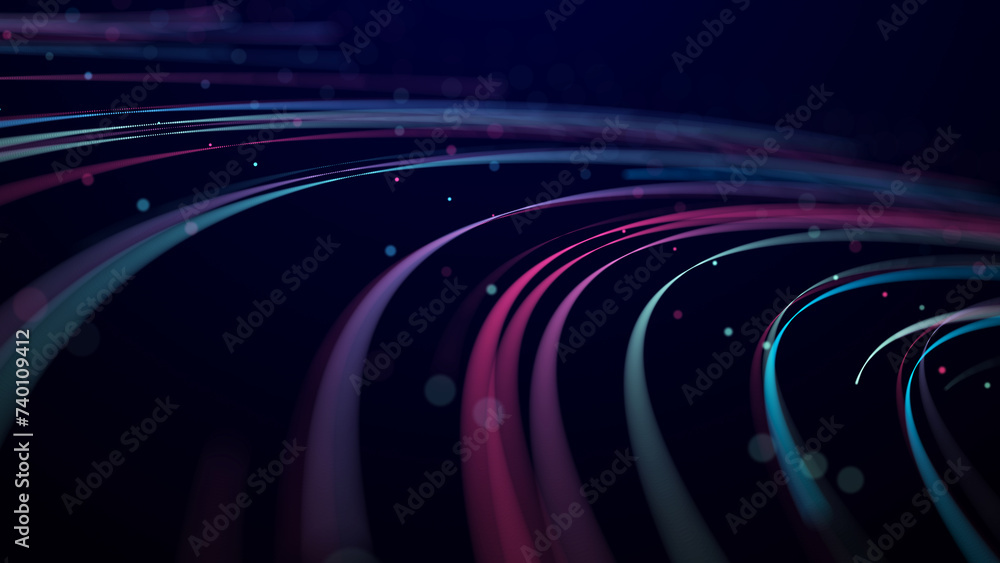 Aufkleber abstract background of moving lines. information space strip. big data visualization. 3d rendering