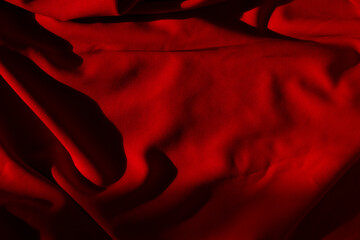 Obraz premium Velvet Red Fabric Waves - Romantic Background for St Valentine's day