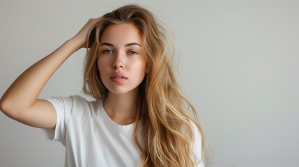 Fototapeta premium Woman with anxiety. Mental health awareness concept. Ai generated image