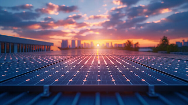 Instalaci&oacute;n de paneles solares en tejado de un edificio.