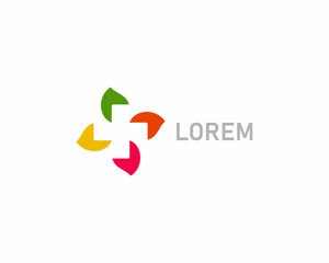 Abstract flower logo design template. Swirl icon. Universal fan vortex spinner  sign.