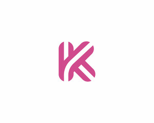 Obraz premium Abstract letter K logo from dynamic lines. Application icon logotype design template. Creative linear monogram symbol.