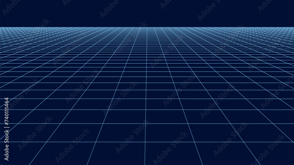 Aufkleber abstract perspective background. 3d wireframe vector mesh on blue background.