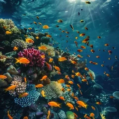 Fototapeten Exotic coral reef with sea life © Hristo Shanov