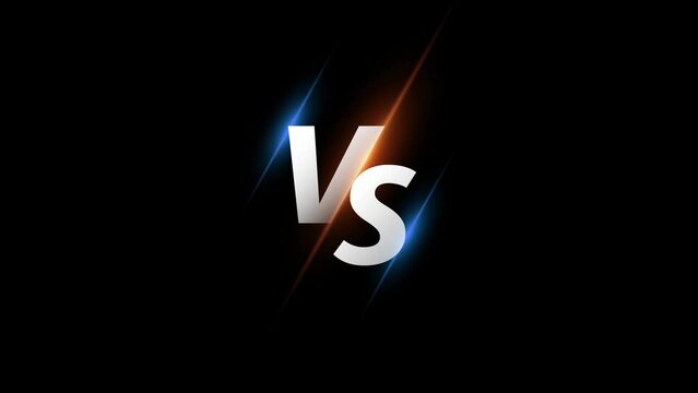 Motion Graphic of VS or Versus with light Effect Modern Animation, isolated on black background or alpha channel.
