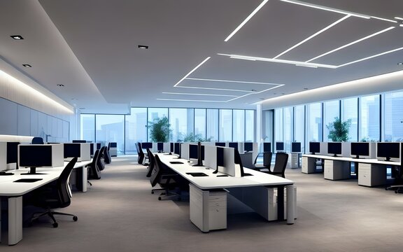 Simple and stylish office environment, moderin interior office
