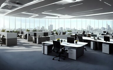 Fototapeta na wymiar Simple and stylish office environment, moderin interior office