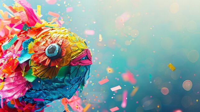 Gros plan sur un poisson d'avril color&eacute; en forme de pinata &raquo; IA g&eacute;n&eacute;rative