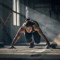 Fototapeta premium Dynamic sport, young athlete in sport pose