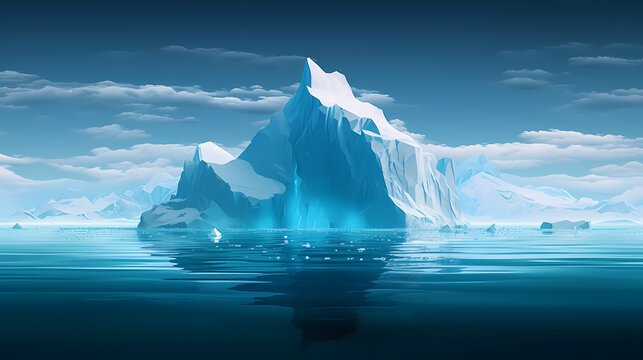 Iceberg, hidden danger and global warming concept