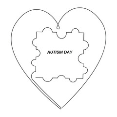 One line art vector of autism awareness Concept art and autism day design and illustration
