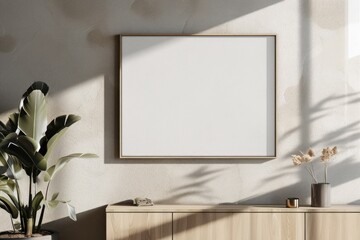 Blank Frame Wall Art Mockup Perfect for Showcasing Artwork, Photographs, or Designs in a Stylish Setting.