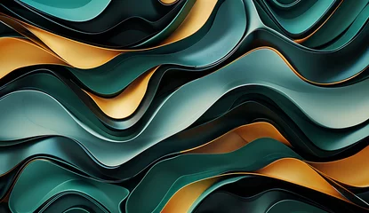 Fotobehang an abstract pattern in turquoise black and green in t © sdstudio